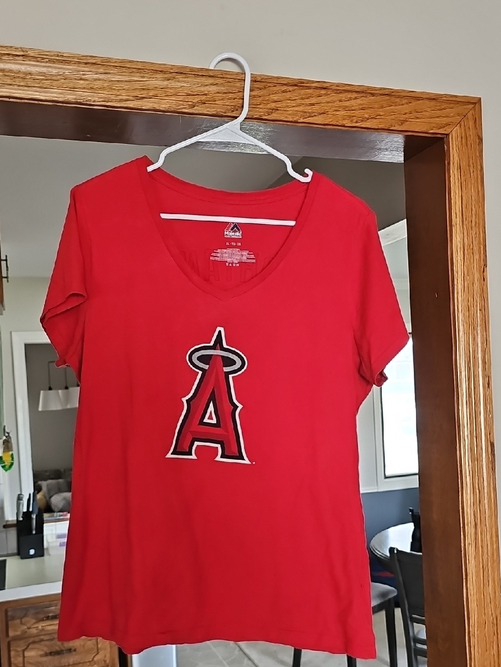 Majestic Red Los Angeles Angels V-Neck Tee